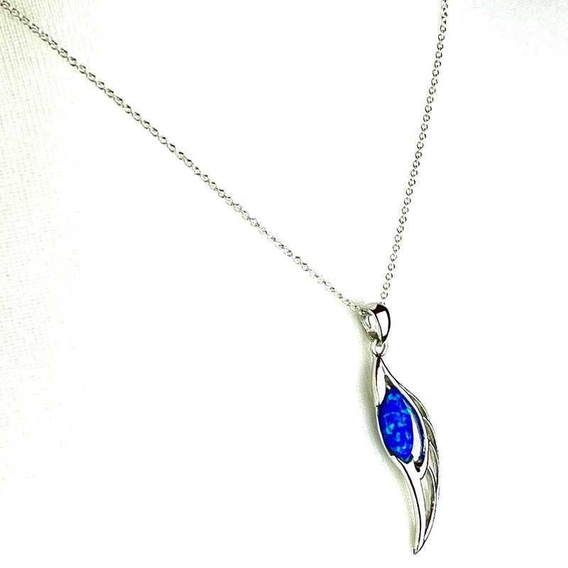 Blue Opal Angel Wing Necklace Media 3 of 5