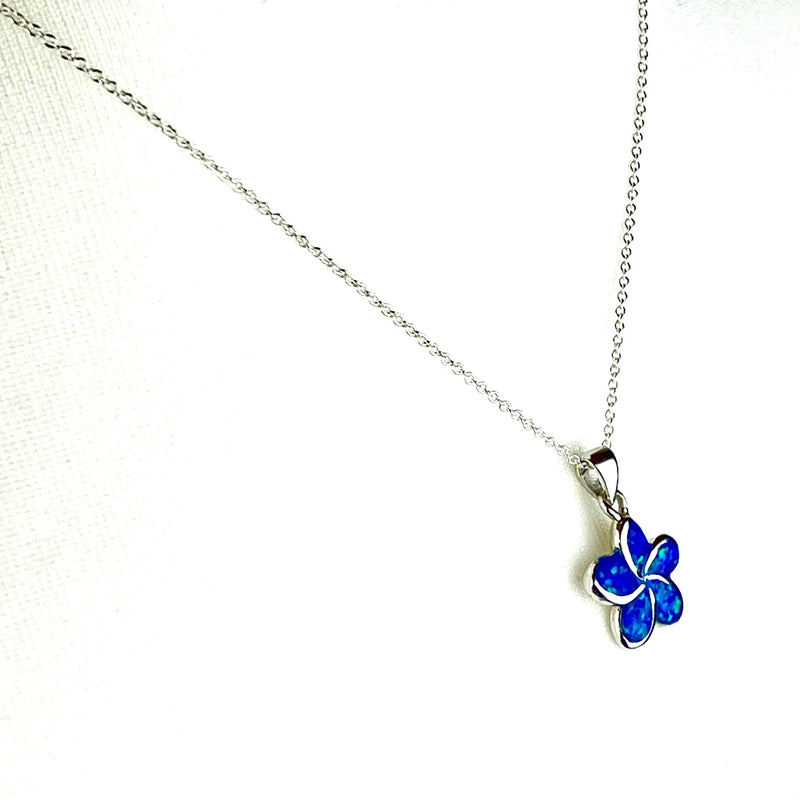 Blue Opal Dainty Flower Necklace Media 3 of 5