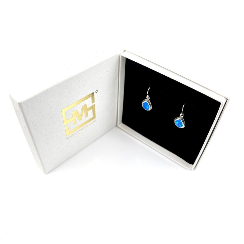 Blue Opal Decorative Teardrop Earrings Media 2 of 3
