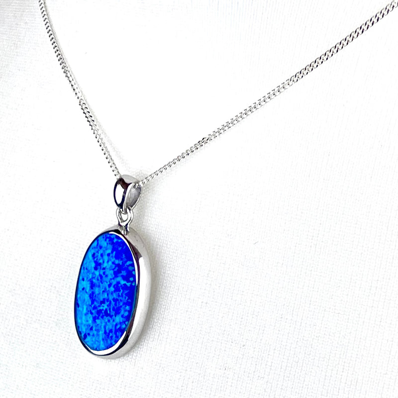 Blue Opal XL Oval Pendant & Earrings Gift Set Media 3 of 6