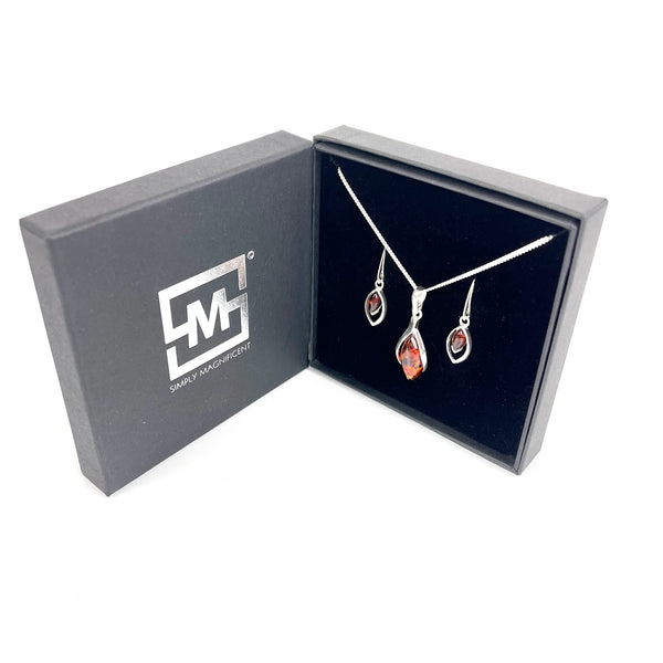 Amber Marquise Earrings and Necklace Gift Set Media 2 of 6