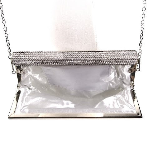 Ladies Small Diamante Evening Bag - Silver Media 4 of 4