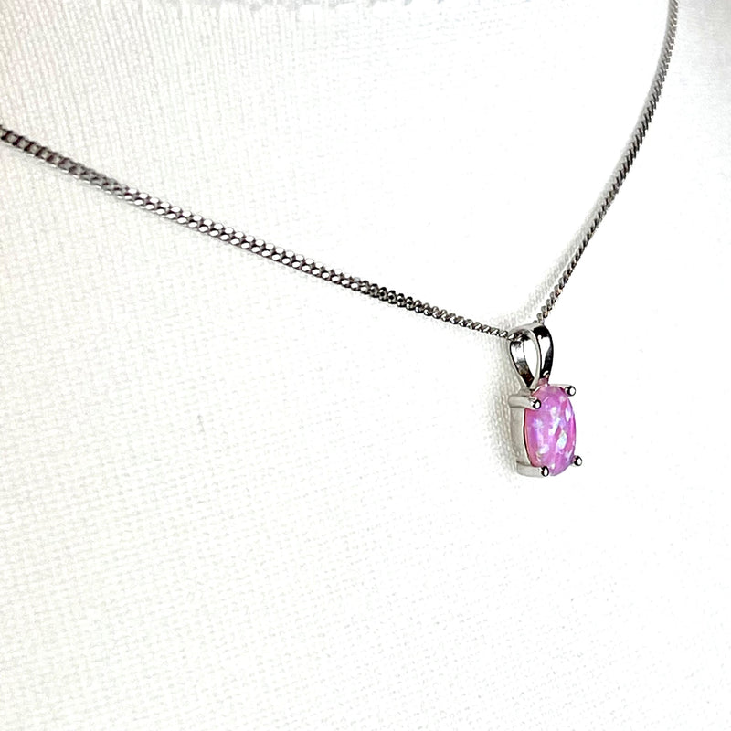 Pink Opal - Oval Pendant Necklace Media 4 of 5