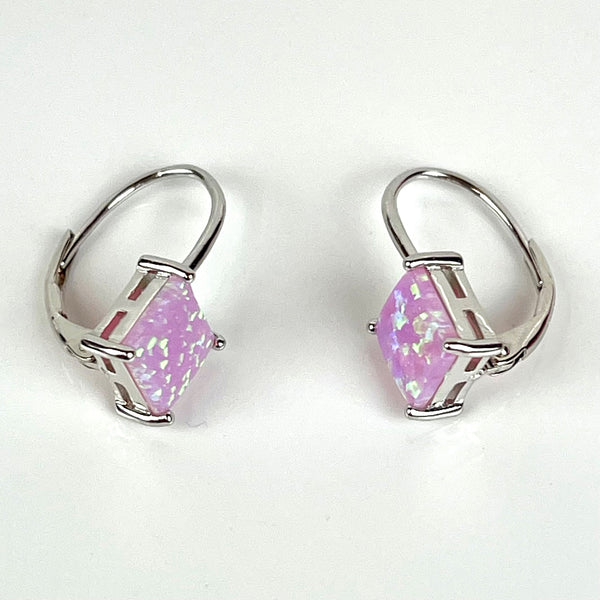 Pink Opal Square Hoop Earrings Media 2 of 4