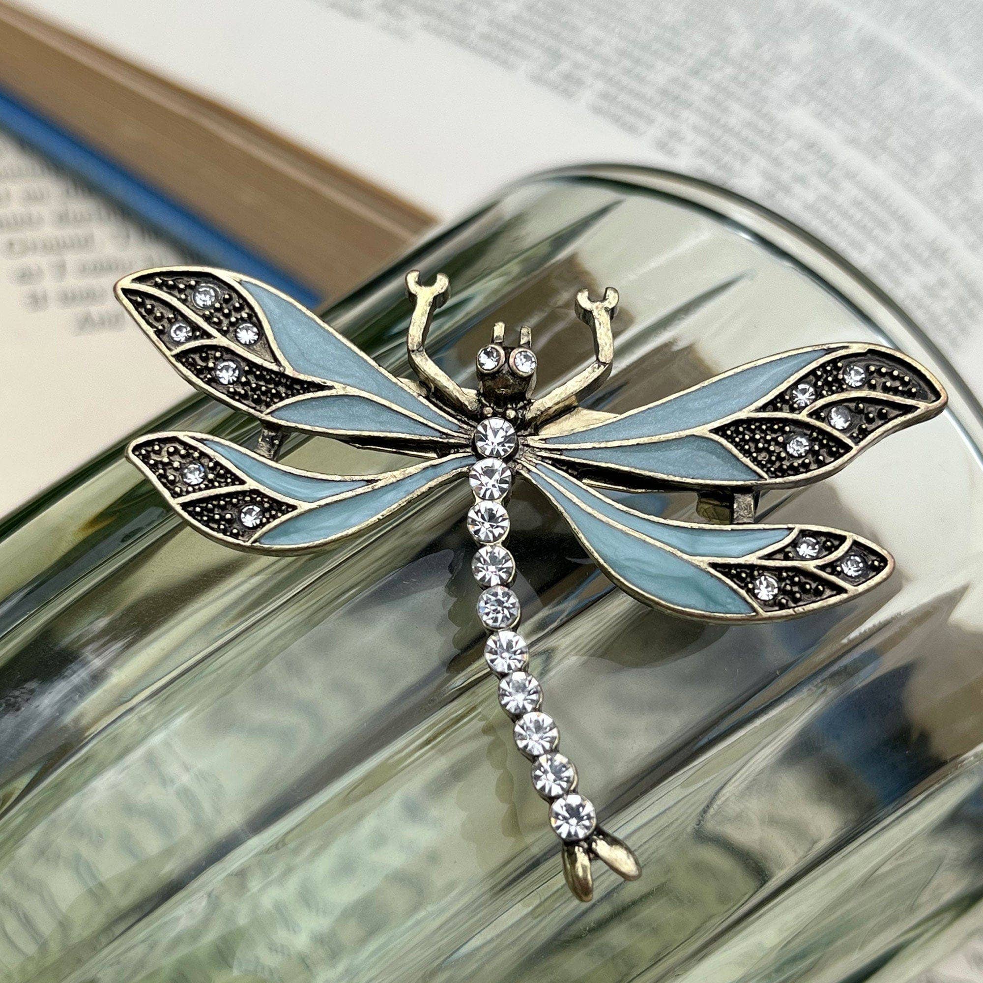 Vintage Dragonfly Brooch Light blue