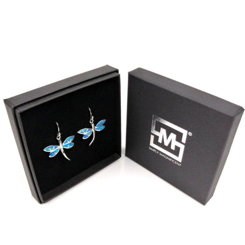 Blue Opal Dragonfly Earrings Media 3 of 5