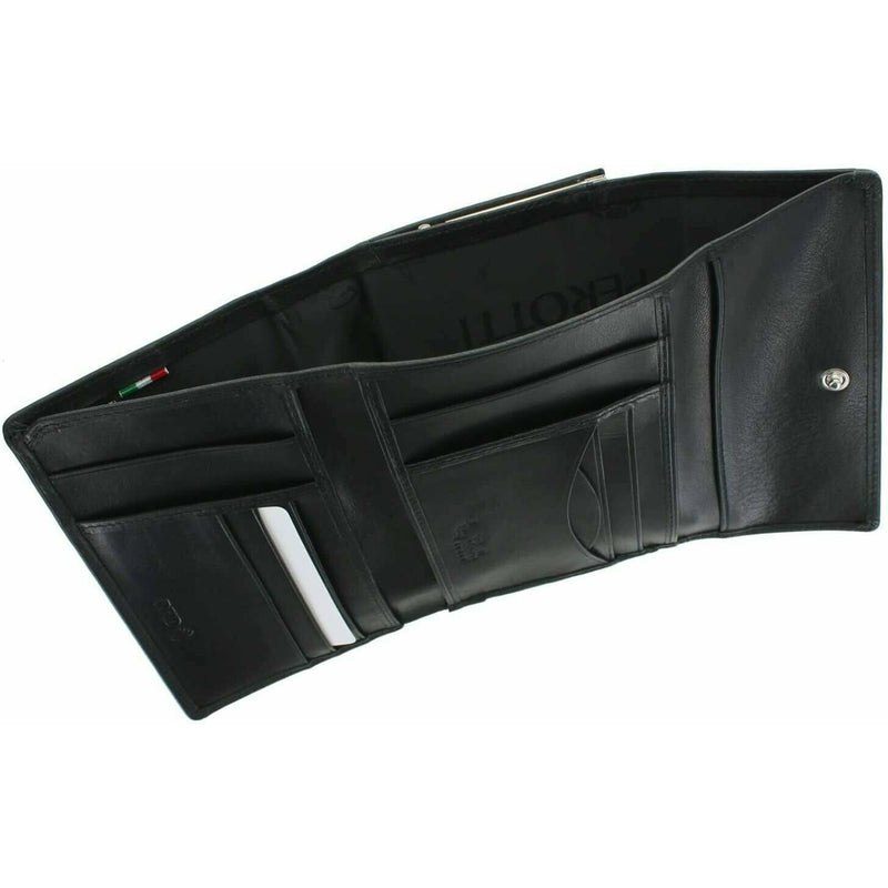 Tony Perotti Italian Leather Clip-Top Frame Purse (Black) - Simply Magnificent LTD