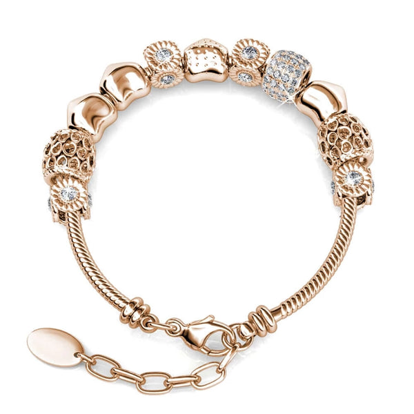 Rose Gold Plated & Crystal Radiant Charm Bracelet