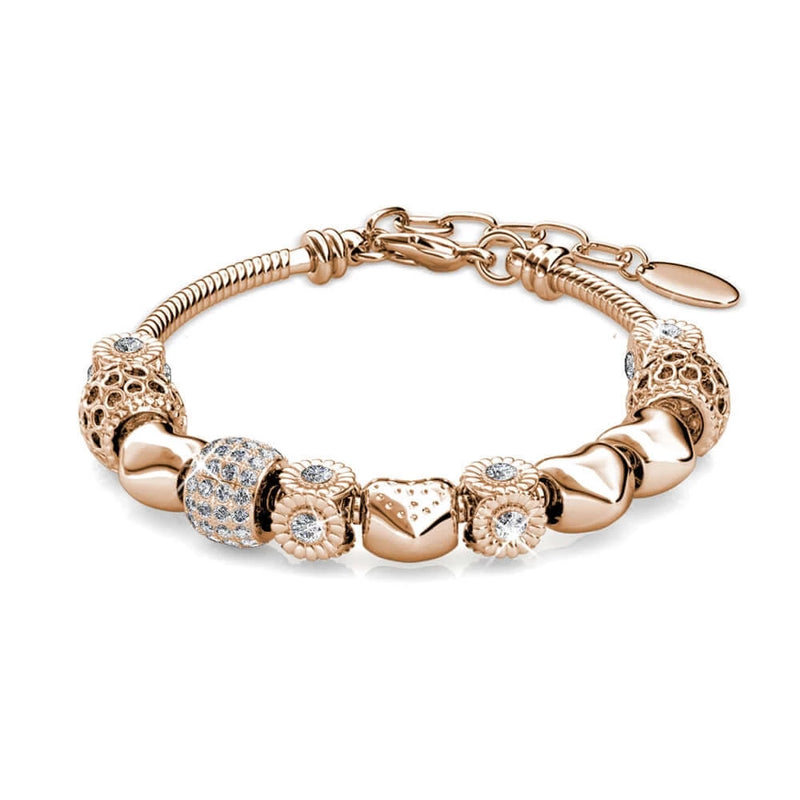 18k Rose Gold Plated & Crystal Radiant Charm Bracelet