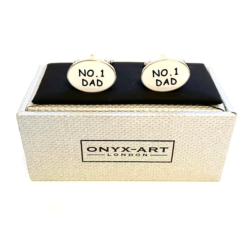 Cufflinks with message "No 1 DAD" with presentation box