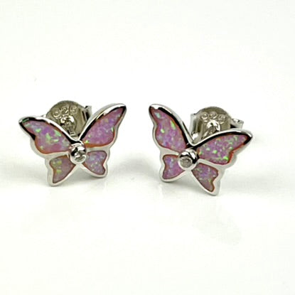 Sterling Silver Pink Opal Butterfly Necklace & Earrings Gift Set Media 4 of 7