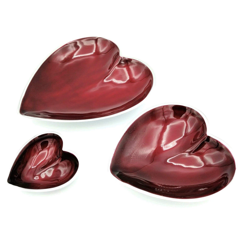 Aluminium Set of Three Heart Dishes - Crimson Red - Simply Magnificent LTD