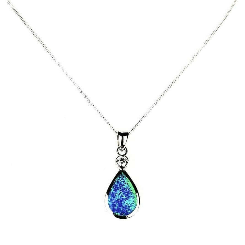 Blue Opal Teardrop necklace front view