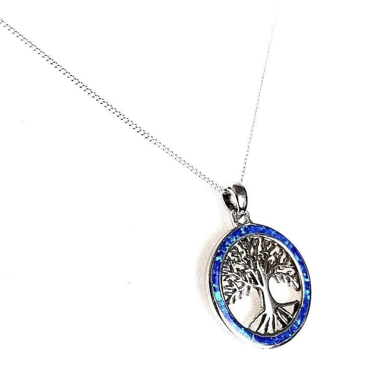Blue Opal Tree of Life necklace side view
