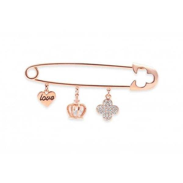 Rose Gold Plated - Three Charm Brooch