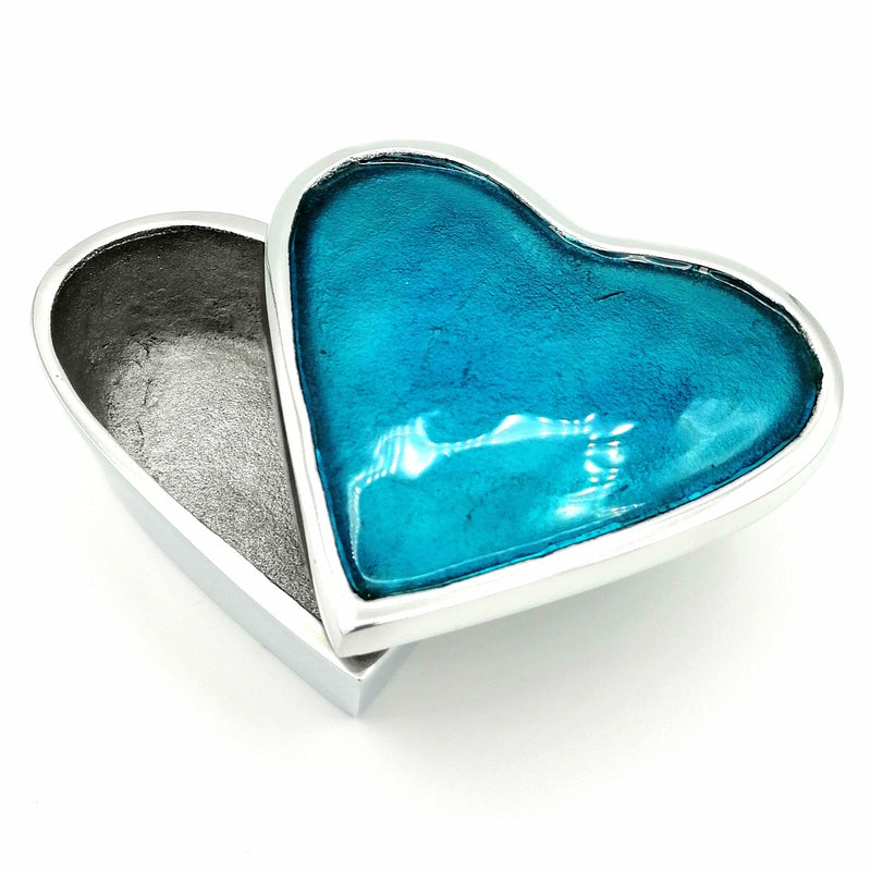 Small Love Heart Trinket Box - Blue