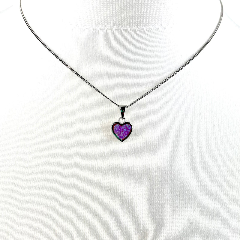 Sterling Silver Pink Opal Dainty Heart Necklace & Earrings Gift Set Media 3 of 6
