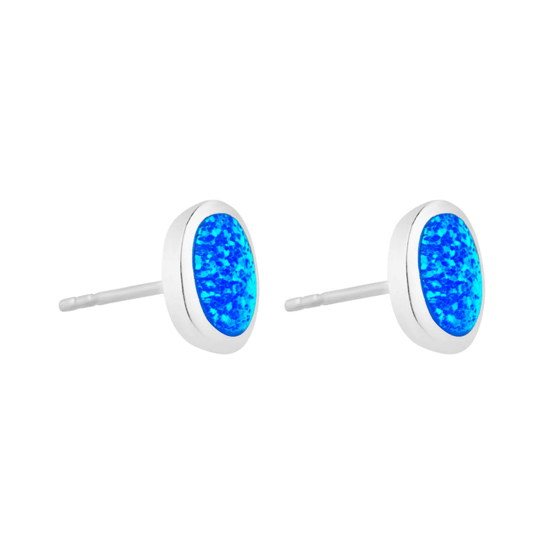 Oval Blue Opal Studs 1