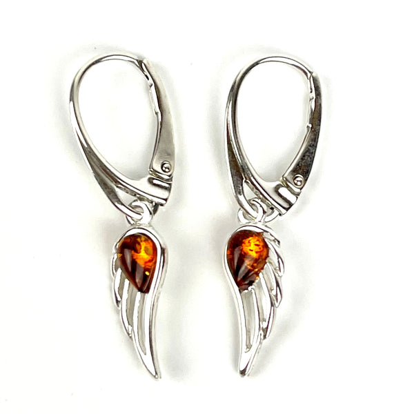 Amber Angel Wing Earrings Media 2 of 4