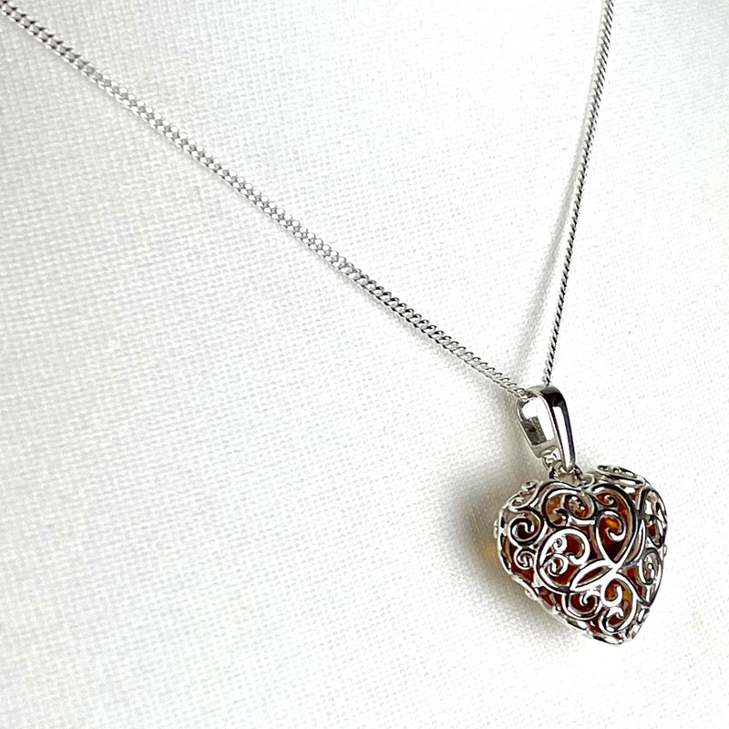 Amber Heart Cage Necklace Media 3 of 4