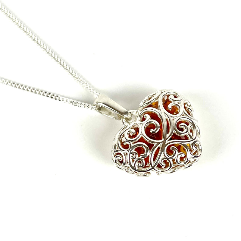 Amber Heart Cage Necklace Media 1 of 4