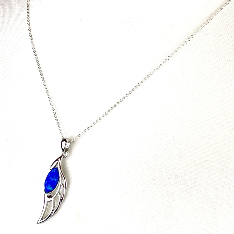 Blue Opal Angel Wing Necklace Media 4 of 5