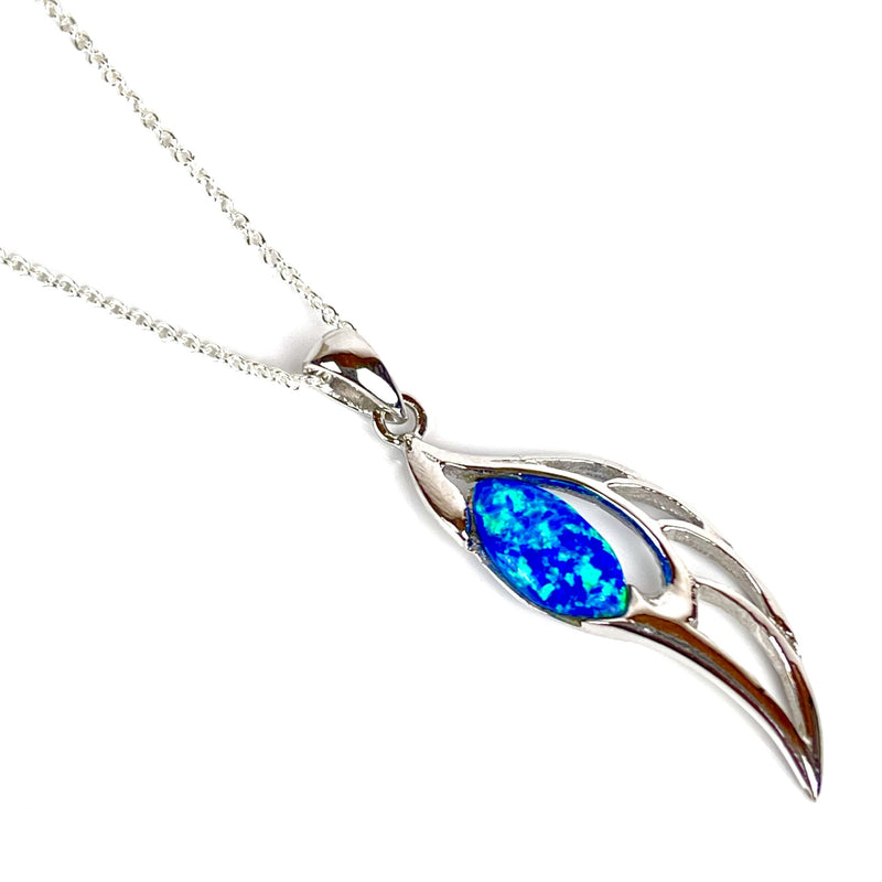 Blue Opal Angel Wing Necklace Media 1 of 5