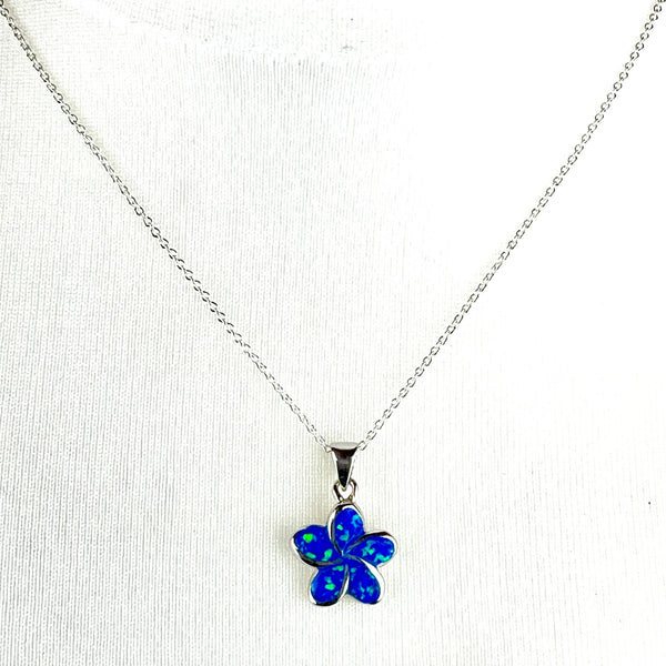 Blue Opal Dainty Flower Necklace Media 2 of 5