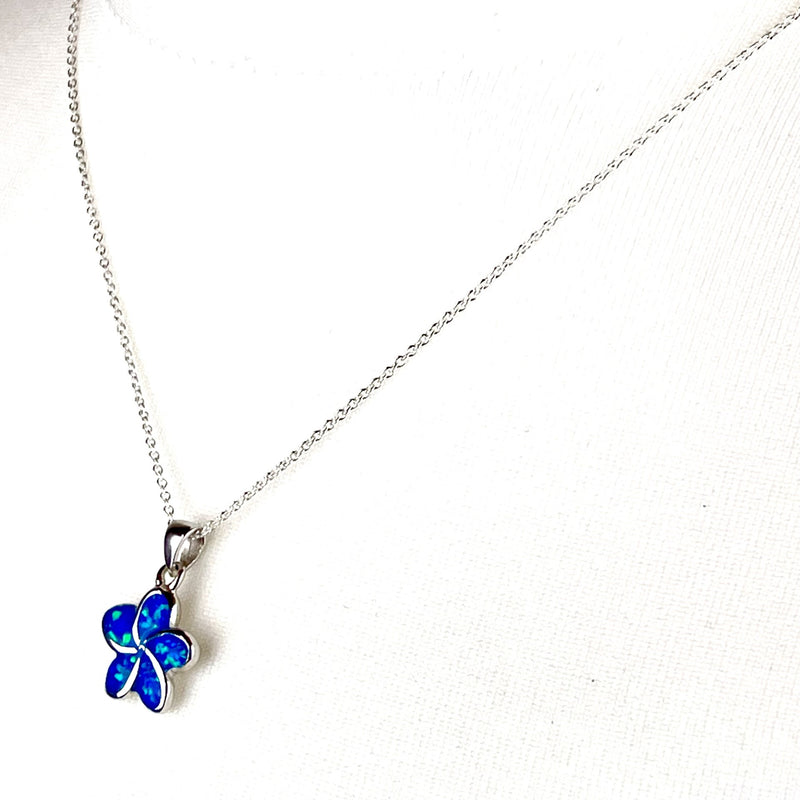 Blue Opal Dainty Flower Necklace Media 4 of 5
