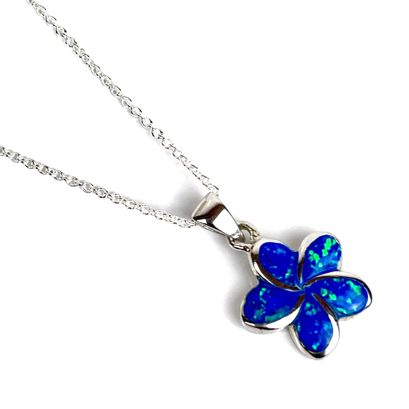 Blue Opal Dainty Flower Necklace Media 1 of 5