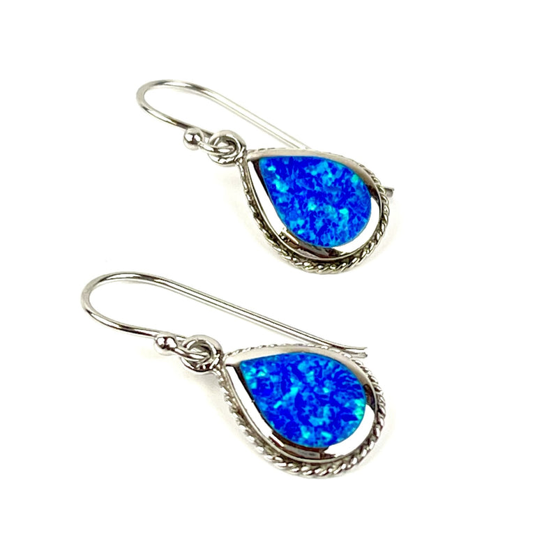 Blue Opal Decorative Teardrop Earrings Media 1 of 3