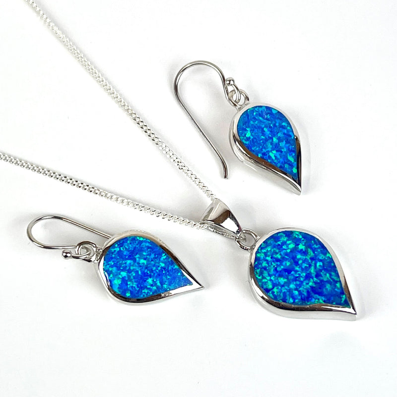 Blue Opal Large Inverted Teardrop Jewellery Gift Set Media 1 of 5