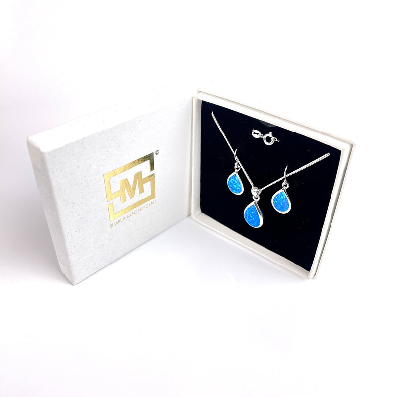 Blue Opal Large Teardrop Jewellery Gift Set Media 5 of 6