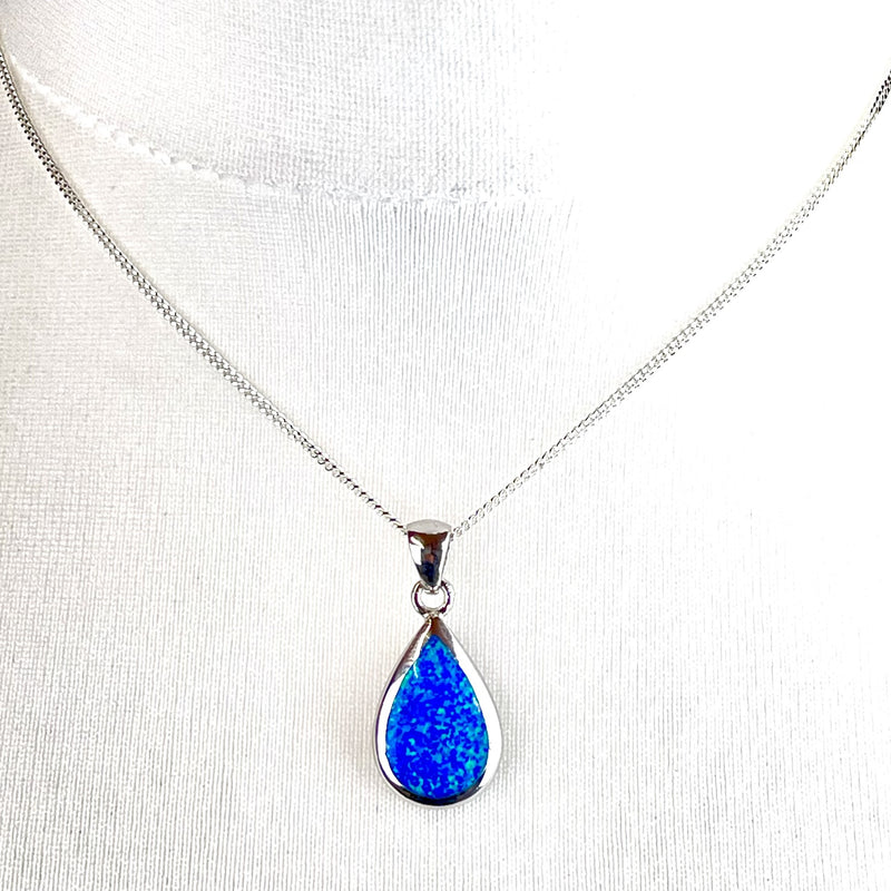 Blue Opal Large Teardrop Necklace Media 2 of 5