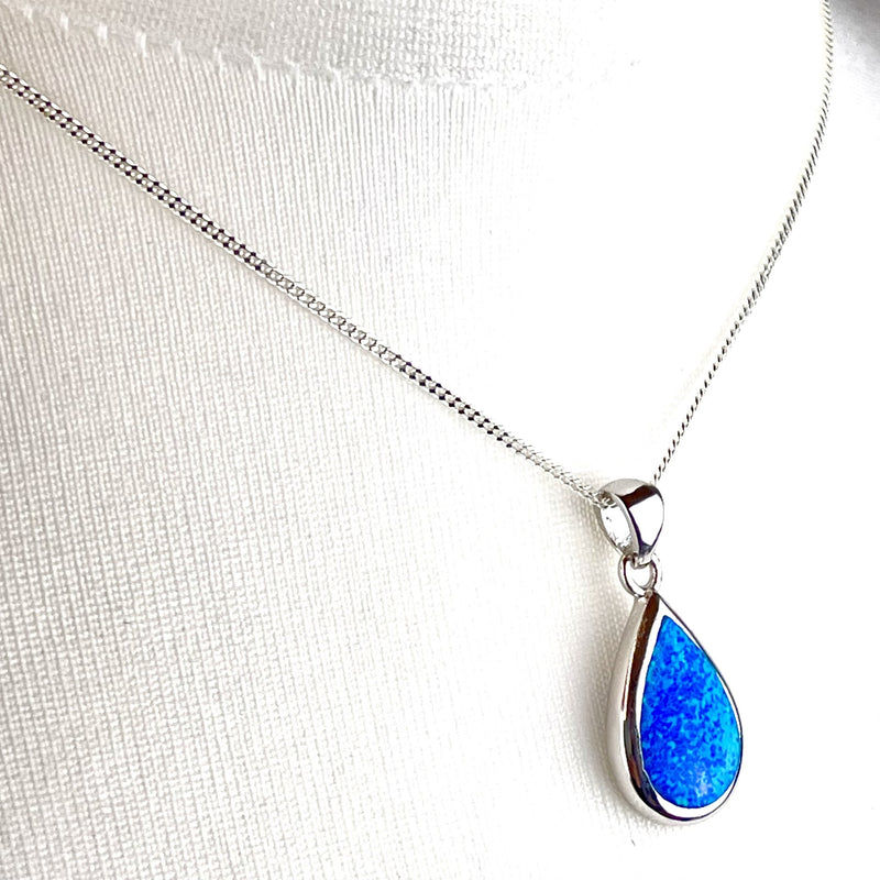 Blue Opal Large Teardrop Necklace Media 3 of 5