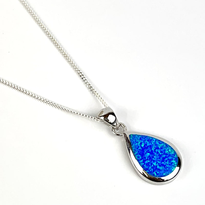 Blue Opal Large Teardrop Necklace Media 1 of 5