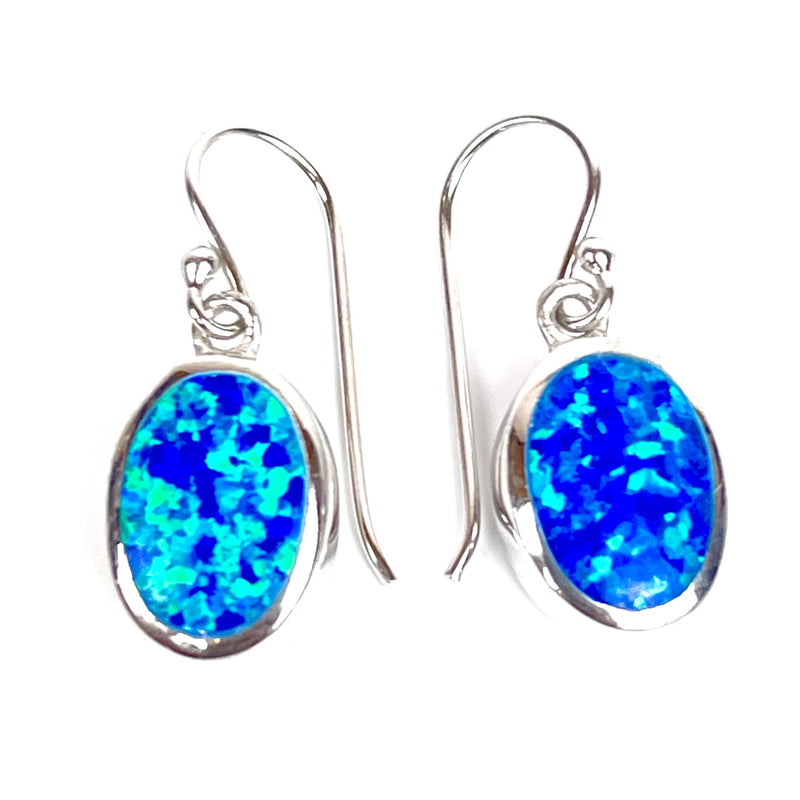 Blue Opal Oval Earrings