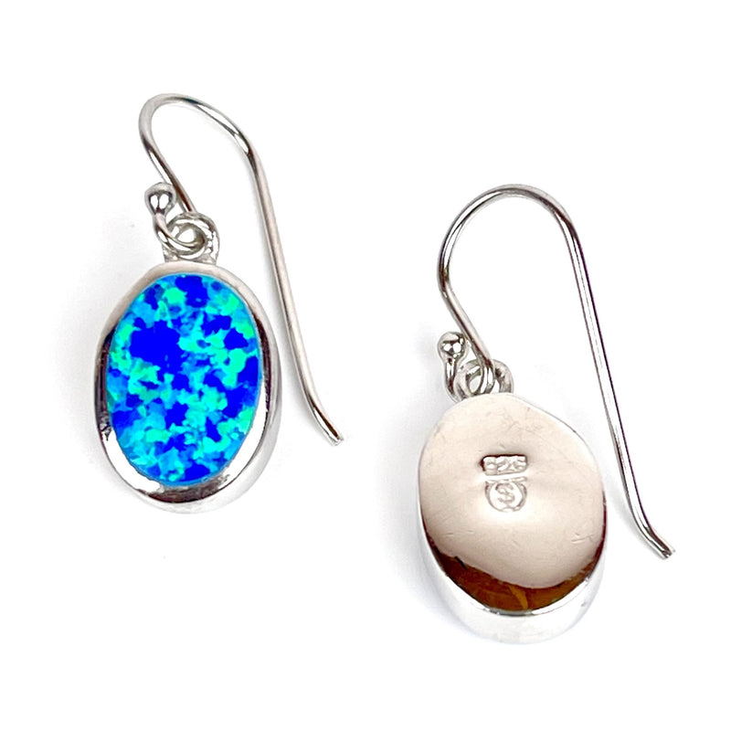 Blue Opal Oval Earrings