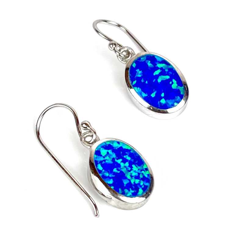 Blue Opal Oval Earrings
