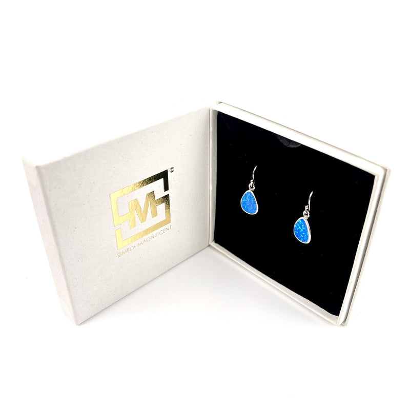 Blue Opal Standard Teardrop Earrings in Gift Box