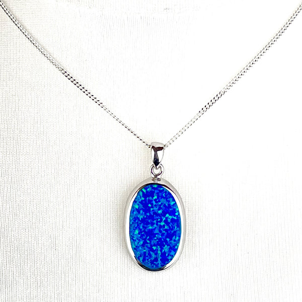 Blue Opal XL Oval Pendant necklace Media 2 of 5