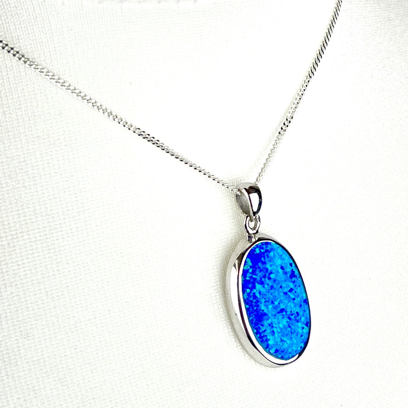 Blue Opal XL Oval Pendant & Earrings Gift Set Media 4 of 6
