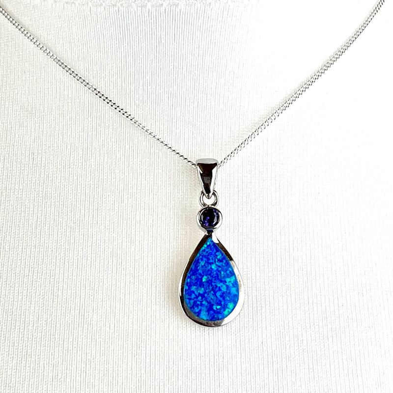 Blue Opal and Amethyst Teardrop Jewellery Gift Set Media 3 of 5