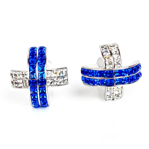 Cross Cufflinks with Swarovski Crystals Media 1 of 6