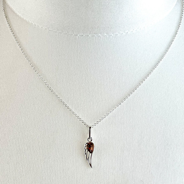 Dainty Amber Angel Wing Necklace Media 2 of 4