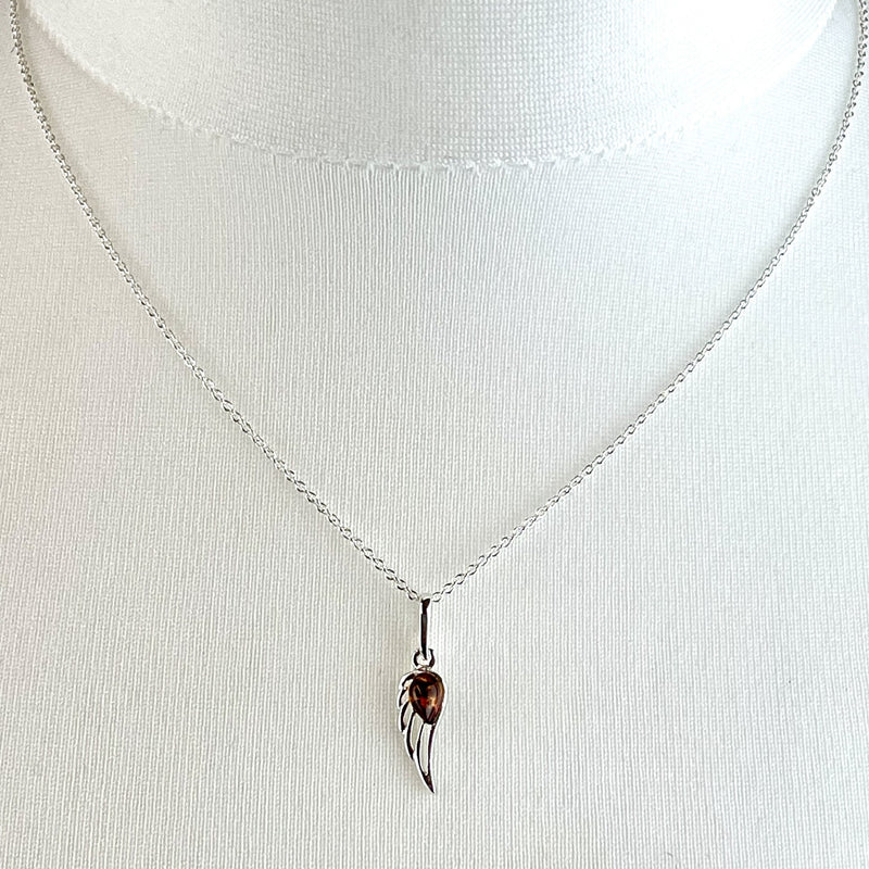 Dainty Amber Angel Wing Necklace Media 2 of 4