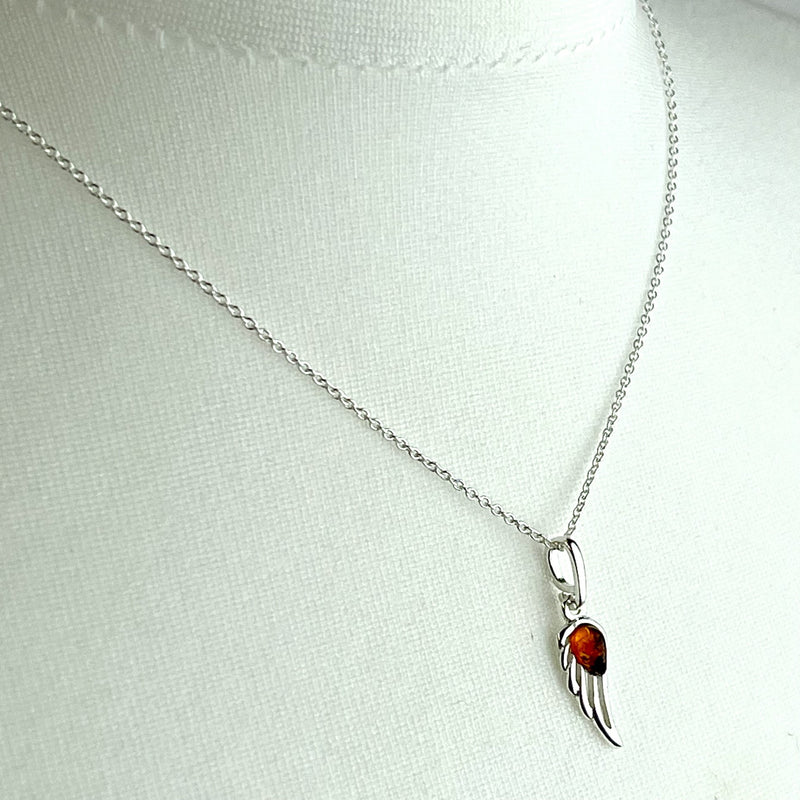 Dainty Amber Angel Wing Necklace Media 3 of 4