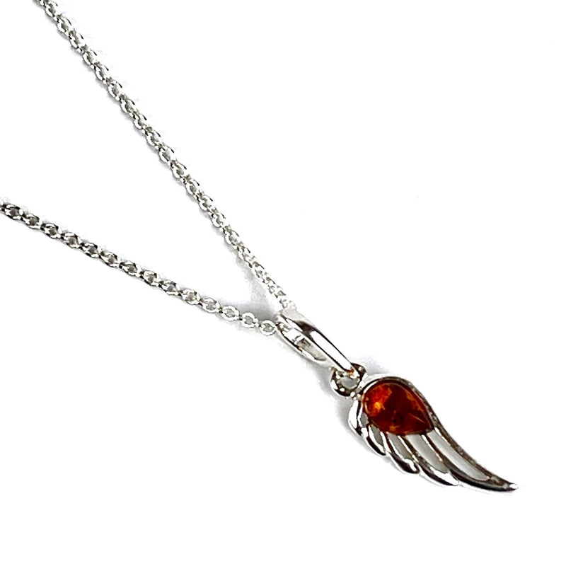 Dainty Amber Angel Wing Necklace Media 1 of 4