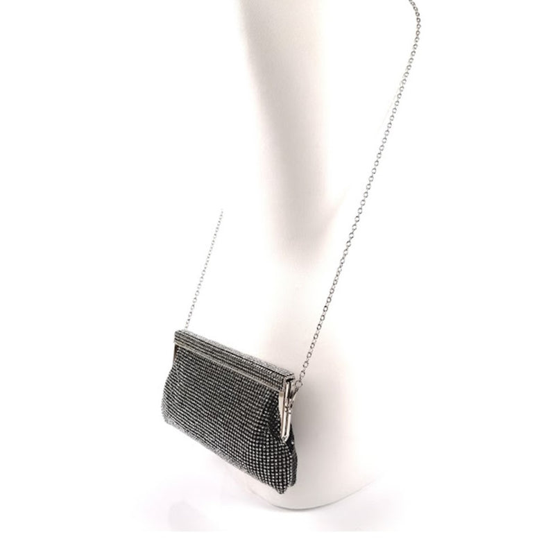 Ladies Small Diamante Evening Bag - Black Media 3 of 4