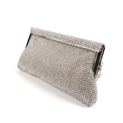 Ladies Small Diamante Evening Bag - Silver Media 1 of 4